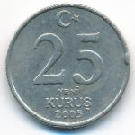 Turkey, 25 new kurus, 2005