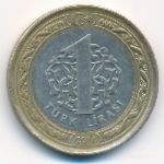 Turkey, 1 lira, 2014