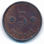 Finland, 5 pennia, 1939