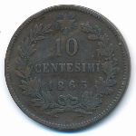 Италия, 10 чентезимо (1863 г.)