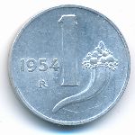Италия, 1 лира (1954 г.)