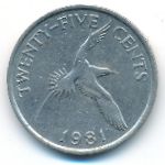 Бермудские острова, 25 центов (1981 г.)