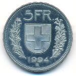 Switzerland, 5 francs, 1994