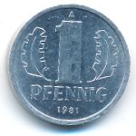 German Democratic Republic, 1 pfennig, 1981