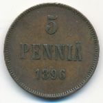 Finland, 5 pennia, 1896