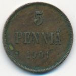 Finland, 5 pennia, 1901