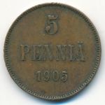 Finland, 5 pennia, 1905