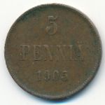 Finland, 5 pennia, 1905