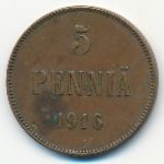 Finland, 5 pennia, 1916