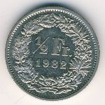 Switzerland, 1/2 franc, 1982