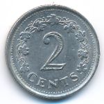 Malta, 2 cents, 1977