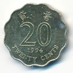 Hong Kong, 20 cents, 1994