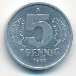 German Democratic Republic, 5 pfennig, 1983