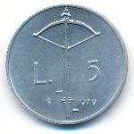 San Marino, 5 lire, 1979