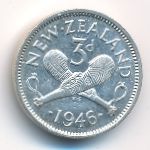 New Zealand, 3 pence, 1946