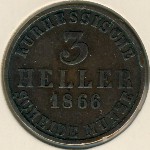 Hesse-Cassel, 3 heller, 1848–1866