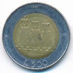 San Marino, 500 lire, 1987