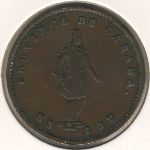 Quebec, 1 sou - 1/2 penny, 1852