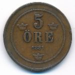 Sweden, 5 ore, 1881