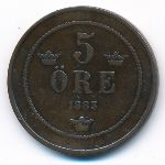 Sweden, 5 ore, 1883