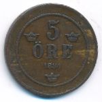 Sweden, 5 ore, 1884