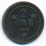 Sweden, 2 ore, 1876