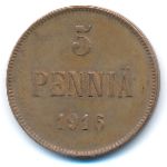 Finland, 5 pennia, 1916