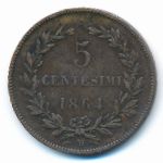 San Marino, 5 centesimi, 1864