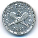 New Zealand, 3 pence, 1937