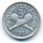 New Zealand, 3 pence, 1939
