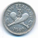New Zealand, 3 pence, 1940