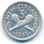 New Zealand, 3 pence, 1943