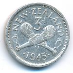 New Zealand, 3 pence, 1945