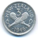 New Zealand, 3 pence, 1946