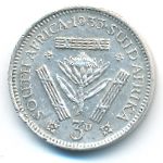 South Africa, 3 pence, 1933