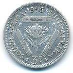 South Africa, 3 pence, 1955