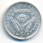 South Africa, 3 pence, 1954
