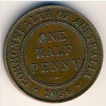 Australia, 1/2 penny, 1911–1936