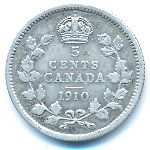 Canada, 5 cents, 1910