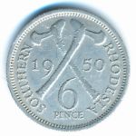 Southern Rhodesia, 6 pence, 1950