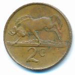 South Africa, 2 cents, 1985