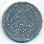 Central African Republic, 500 франков, 1998