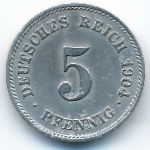 Germany, 5 pfennig, 1904