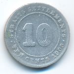 Straits Settlements, 10 cents, 1909