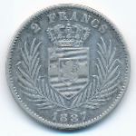 Belgian Congo, 2 франка, 1887