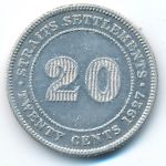Straits Settlements, 20 cents, 1927
