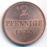 Ганновер, 2 пфеннига (1845 г.)