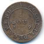 French Guiana, 2 sous, 1789