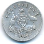 Australia, 3 pence, 1914
