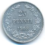 Finland, 25 pennia, 1908